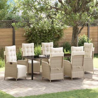 vidaXL Conjunto De Comedor De Jard&iacute;n 7 Pcs Beige Rat&aacute;n Sint&eacute;tico Vidaxl
