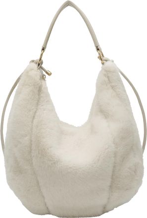 Generic Fluffy Shoulder Bag Large Tote Bag Underarm Bag for Women Work Shopping (Beige)