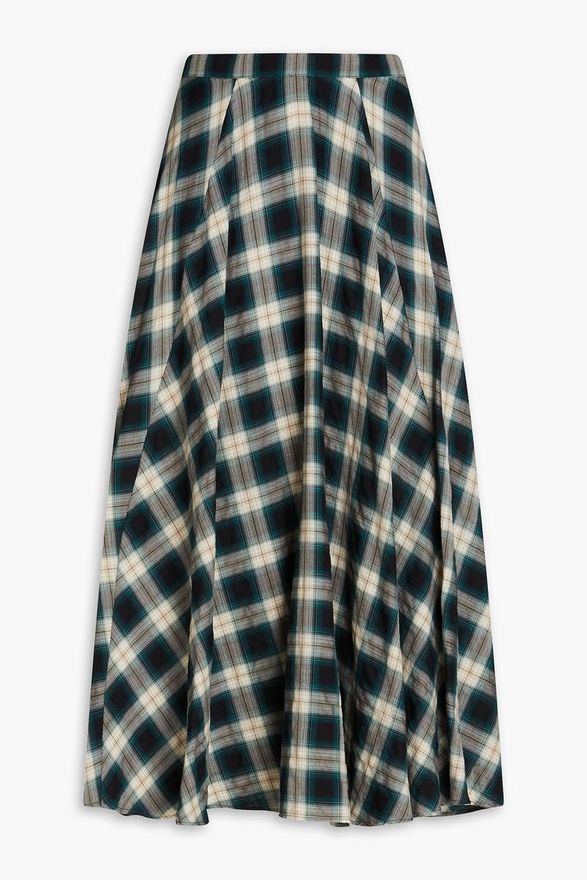 Checked cotton midi skirt - Blue - FR 34