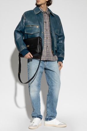 Versace Checked Pattern Shirt, Mens, Grey