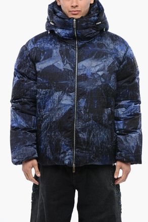 Off-white Puffer Jacket SIERRA LEONE with Monogram Pattern Off-White