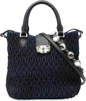 Miu Miu Pre-owned Handbags, female, Blue, Size: ONE SIZE Pre-owned Ruched Tote Bag