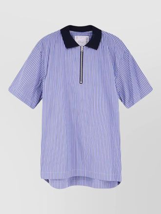 sacai loose fit polo shirt striped pattern