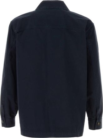 Saint Laurent Mens Downtown Overshirt Navy Cotton Shirt