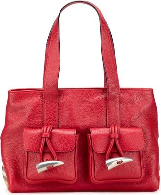 Burberry Pre-owned Tote Bags, female, Red, Size: ONE SIZE Pre-owned Leather Tote Bag