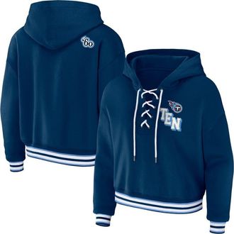 WEAR by Erin Andrews Womens WEAR by Erin Andrews Navy Tennessee Titans Lace-Up Pullover Hoodie at Nordstrom, Size X-Large