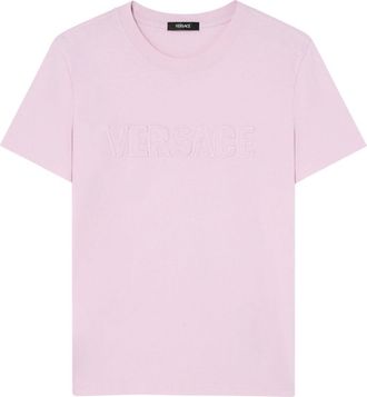 Versace T-Shirt Con Logo Sfrangiato-Donna