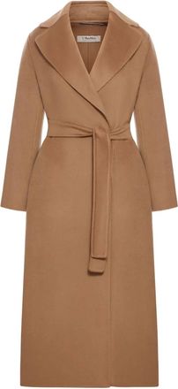 Max Mara Cappotto in lana con cintura - Marrone
