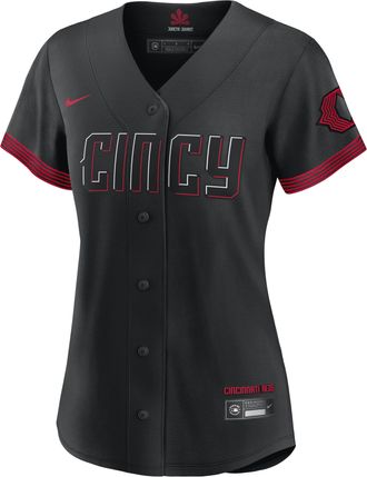 Nike Mens MLB Cincinnati Reds City Connect (Barry Larkin) Replica Baseball Jersey in Black | T77301N9QME-2Z0