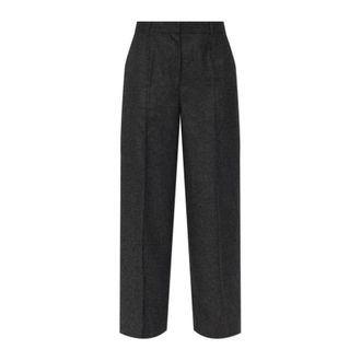 Toteme Broeken, Dames, Grijs, S, Wol, Pleated Broeken
