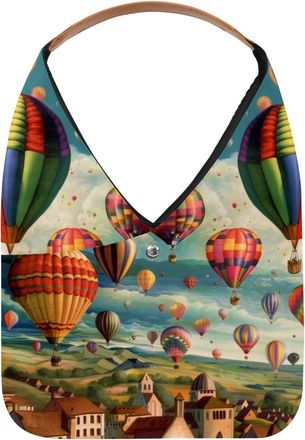 Generic Hot Air Balloons Painting Reusable Lightweight Grocery Bags - Foldable Into Compact Pouch, Washable & Sturdy, Multipurpose for Shopping and Travel
