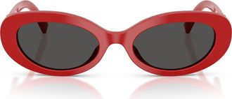 Dolce & Gabbana 53mm Oval Sunglasses in Full Red /Dark Grey at Nordstrom