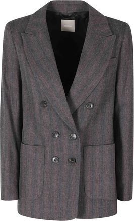 Kiltie Blue-Gray Louise Double-Breasted Blazer