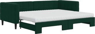 vidaXL Vidaxl - Sof&aacute; Cama Nido Con Colch&oacute;n Terciopelo Verde Oscuro 90x200 Cm