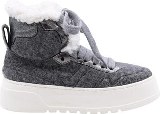 Laura Bellariva Glanzende Sneakers voor een Stijlvolle Look - Dames - Sneakers - Grijs - 39 EU - Leer - Schoenen