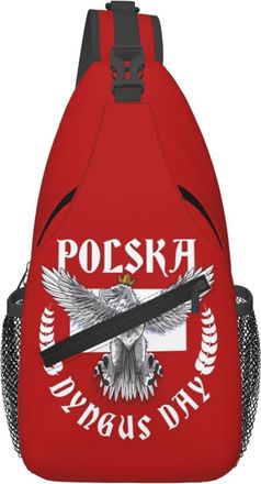 Generic Polish Flag Poland Polska Eagle Flag Dyngus Day Sling Bag Trendy Cross Body Bag Anti Theft Backpack For Sports Runner Traveling