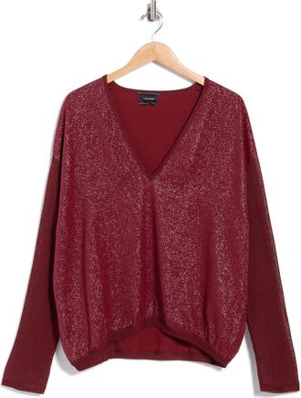 Longchamp Metallic V-Neck Sweater in Red Lacquer at Nordstrom Rack, Size X-Large