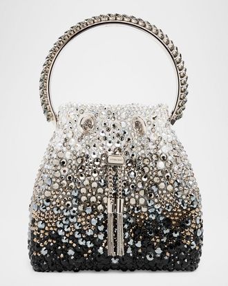 Jimmy Choo London Bon Bon Ombre Crystal Top-Handle Bucket Bag