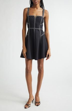 Cinq &agrave; Sept Jelena Sleeveless Fit & Flare Dress in Black/Ivory at Nordstrom, Size 12