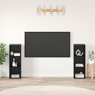 Berkfield Home with Shelf with Storage 2 pcs Black oak 107 x 35 x 37 cm Engineered wood
