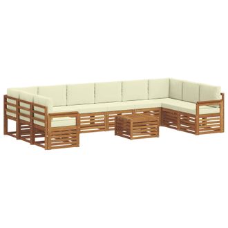 vidaXL Conjunto De Sof&aacute;s De Exterior Con Coj&iacute;n 11 Pcs Natural Y Crema Vidaxl