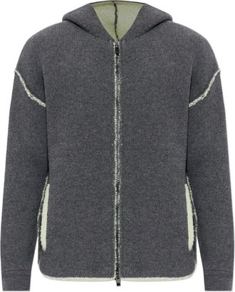 Diesel Textured Knit Jacket with Hood and Contrasting Seams