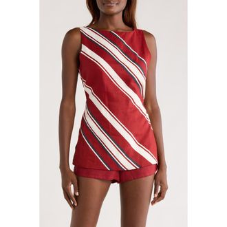Faithfull The Brand Miel Tie Waist Sleeveless Top in Hydra Stripe at Nordstrom Rack, Size Small
