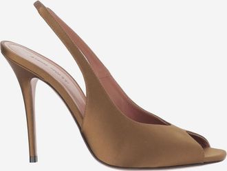 Amina Muaddi Brown Slingback Heels