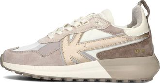 Kaotiko Beige Leren Sneakers met Reflectoren - Dames - Sneakers - Veelkleurig - 37 EU - Schoenen