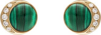 Eden Presley Moonrise Stud Earrings in Yellow Gold - Malachite at Nordstrom, Size Large