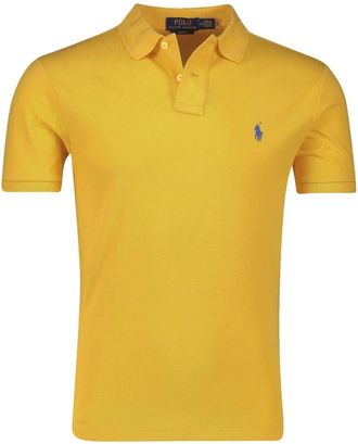 Polo Ralph Lauren Tops, Heren, Geel, 2Xl, Katoen, Gele korte mouw slim fit polo