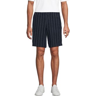 Lands End 7 Classic Fit Linen Cotton E-Waist Short in Navy/ivory Broken Stripe at Nordstrom, Size Xx-Large X 7