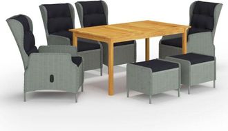 vidaXL Juego De Comedor Para Jard&iacute;n De 7 Piezas Gris Claro Vidaxl