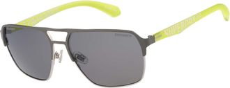 Superdry Sonnenbrille SUPERDRY Modell 995064, Herren, dunkles silber, neon gr&uuml;n, matt, Sonnenbrillen Sonnenbrille, Form Pilot, Logoschriftzug auf B&uuml;gel, Kombif