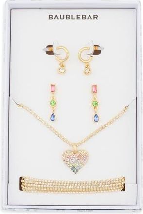 BaubleBar Rainbow 4-Pack Earrings, Necklace & Bracelet Set in Gold Multi at Nordstrom Rack