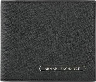 A|X Armani Exchange Lederen portemonnee met binnenvakken - Heren - Portefeuilles - Zwart - ONE Size - Leer - Accessoires