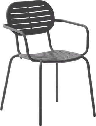 K Home Stapelbarer Design Gartenstuhl Bray mit Armlehnen, Dunkelgrau