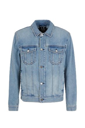 A|X Armani Exchange Mens Icon Denim Jacket, Indigo Denim, Small