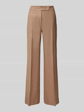 Windsor Slim Fit Leinenhose mit Bügelfalten in Hazel, Größe 40