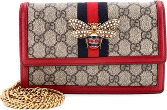 Gucci Queen Margaret Chain Wallet GG Coated Canvas Mini crossbody bag - Nero