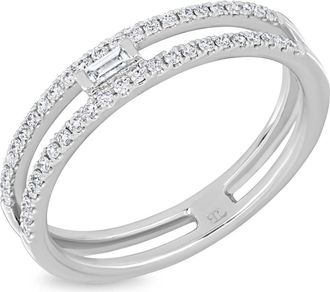 Bony Levy Double Band Diamond Ring in 18Kw White Gold at Nordstrom Rack, Size 6.5
