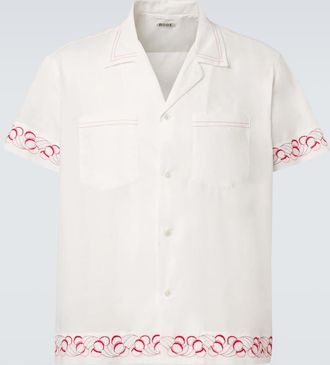 Bode Camicia bowling in popeline di cotone con ricamo