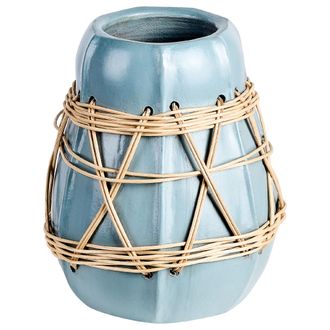 Beliani Beliani - Jarr&oacute;n De Terracota Azul Claro Beige 27 Cm Natural Flores Artificiales Kamering