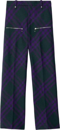 Burberry check-pattern wool trousers - men - Cupro/Wool/Viscose - 44 - Purple