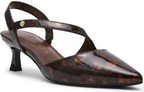 Anne Klein Iman Pointed Toe Slingback Pump in Tortoise Patent at Nordstrom Rack, Size 8.5
