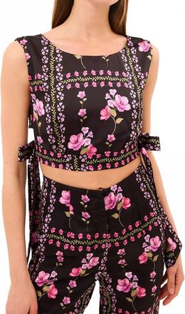 Misa Olena Top In Midnight Lattice Satin