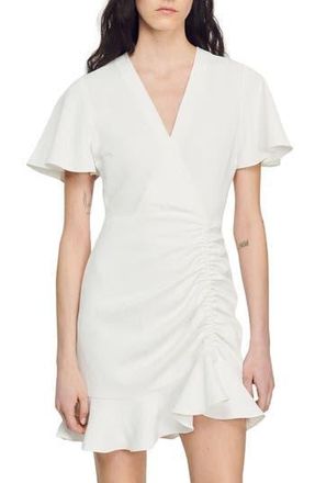 Sandro Faux Wrap Mini Dress in Ecru at Nordstrom Rack, Size 0 (Fits Like 0 Us) / 34 Eu