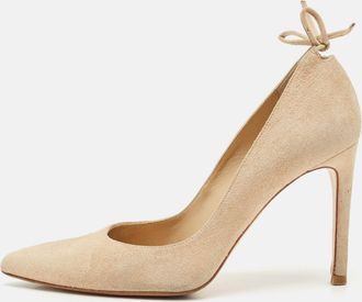 Stuart Weitzman Beige Suede Pointed Toe Pumps