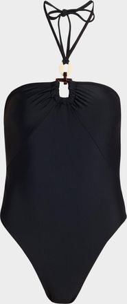 Ramy Brook Marjorie Ring Halter One-Piece Swimsuit