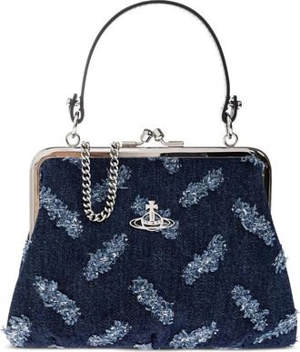 Vivienne Westwood Orb-pattern Frayed Denim Tote Bag